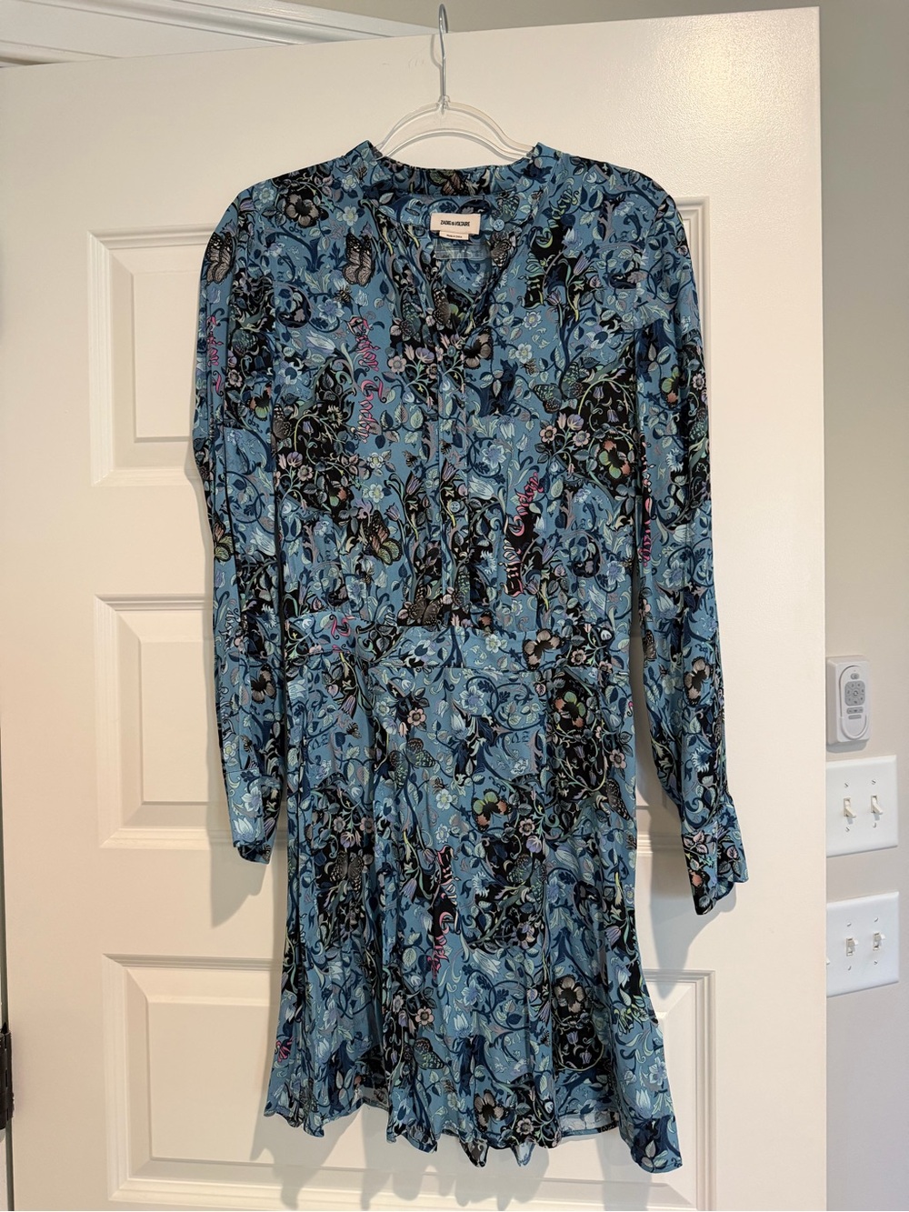 Zadig & Voltaire Blue Floral Long-Sleeve Tunic Dress